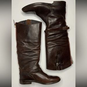 Golden Goose Boots Womens Charlie Tall Riding Leather Brown Zip Size 38 US 7.5